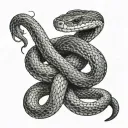 snake wrapped arms around herself tattoo design idea