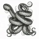 snake wrapped arms around herself tattoo design idea