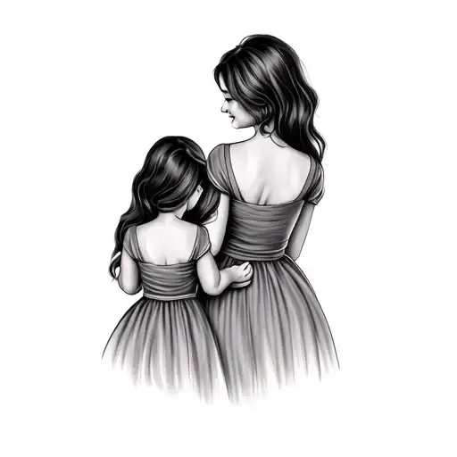 Mother And 2 Daughters name in one image depicting tattoo design idea