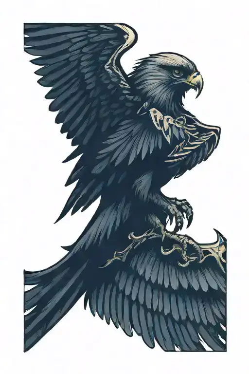 hawk skeleton tattoo design idea