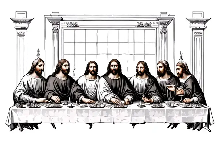 the last supper engraving tattoo style tattoo design idea