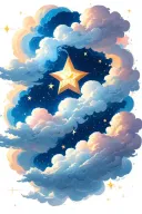 clouds, light shining, stars tattoo design idea