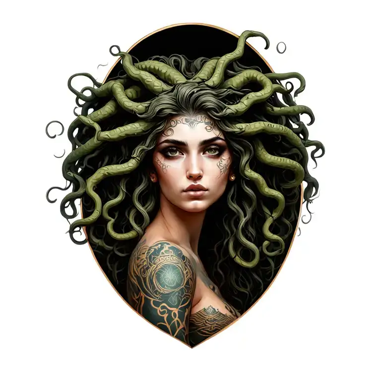 woman gorgon medusa tattoo design idea