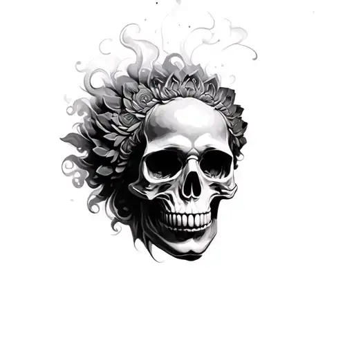 skull mandela smoke swirling tattoo design idea