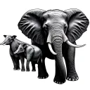 mom elephant and 3 calves tattoo design idea