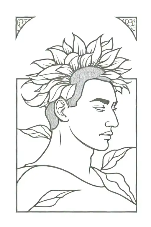 sunflower man head tattoo design idea