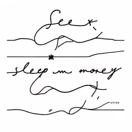 Conveys and visualizes the meaning of words sleep, sex and money tattoo design idea