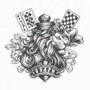 Poker Cards, Lion Head, Chess, Clouds, 777, tattoo design idea