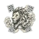 Poker Cards, Lion Head, Chess, Clouds, 777, tattoo design idea