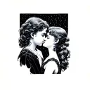 Hermes, two children kiss until evening tattoo design idea
