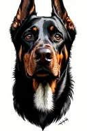 Half of the Doberman muzzle half of the German dino -haired shepherd tattoo design idea