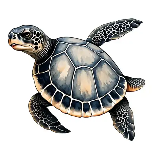 Watercolor Sea Turtle tattoo design idea