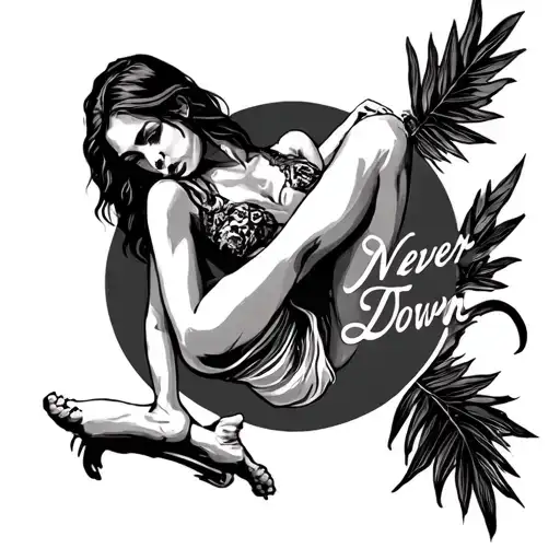 Never Leg Down tattoo design idea
