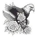 Eagle and roses tattoo design idea