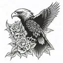Eagle and roses tattoo design idea