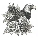 Eagle and roses tattoo design idea