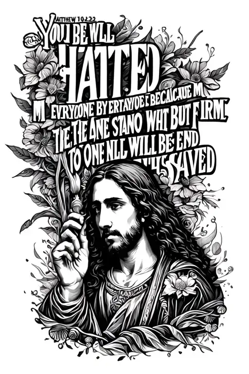 Matthew 10:22:"You will be hated by everyone because of me, but the one who stands firm to the end will be saved." tattoo design idea