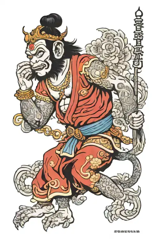 god hanuman gada tattoo design idea