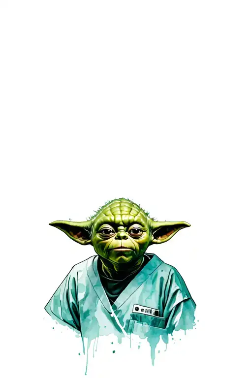 Yoda wearing surgical scrubs tattoo design idea