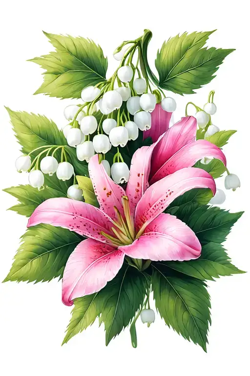 hawthorn and lily of the valley flowers intertwined tattoo design idea