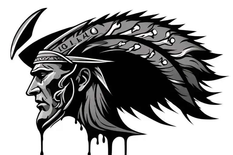 Trojan head profile plus blood dripping tattoo design idea