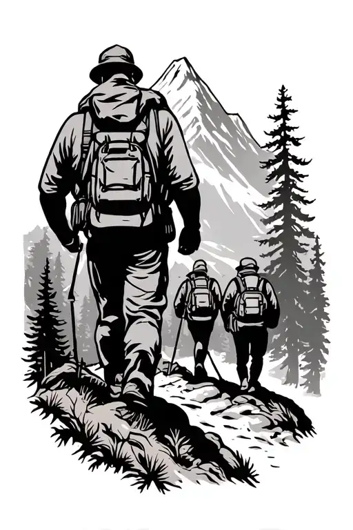 Appalachian Mountain group hiking tattoo design idea