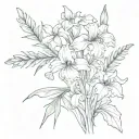 using call lily, iris,carnation, gladiolus, oak leaf, sage and thyme can you make the flowers outlining a sword  tattoo design idea