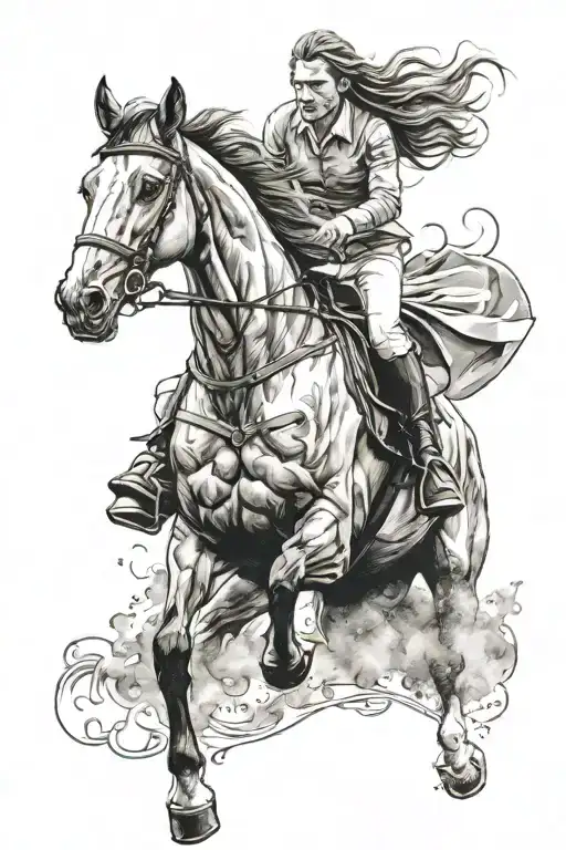 Nordic horse jumping tattoo design idea
