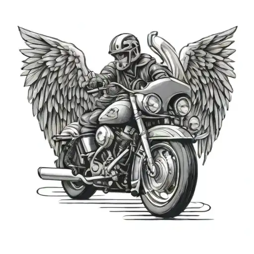 street scene harley davidson motorcycle angels vs demons tattoo design idea