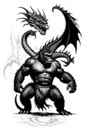 gorilla warrior battling a dragon tattoo design idea