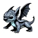 disney characters stitch, toothless mushu, pascal chameleon with angle wings tattoo design idea