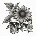 coneflower and skull tattoo design idea