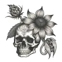 coneflower and skull tattoo design idea