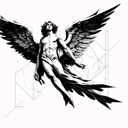 icarus falling angel tattoo design idea