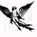 icarus falling angel tattoo design idea
