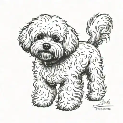 bichon frise dog silhouette tattoo design idea