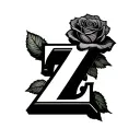 "z" rose with dice  tattoo design idea