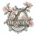 the name Heaven with cherry blossom tree tattoo design idea