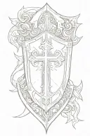crusader with a cross shield adorned tattoo design idea