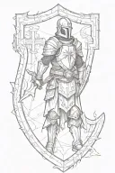 crusader with a cross shield adorned tattoo design idea