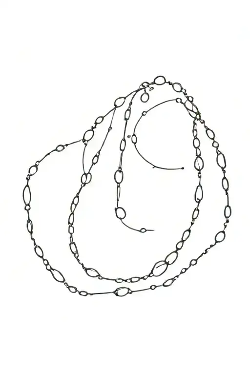 fine line tattoo of chains dissolving into water droplets. droplets spell out "clean" on spine tattoo design idea