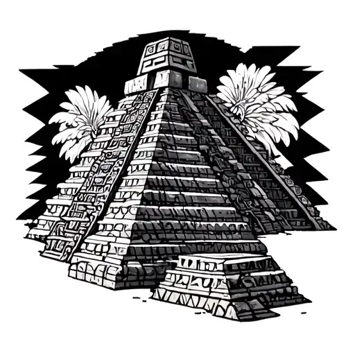 Aztec Guerrero and Mayan Pyramid tattoo design idea