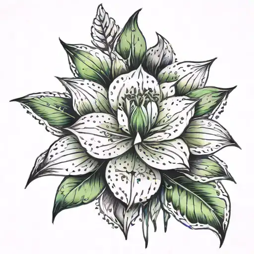 An Indian taking a green flower tattoo design idea