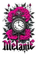 "Mélanie" clock core pink tattoo design idea
