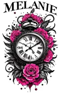 "Mélanie" clock core pink tattoo design idea