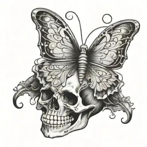 skull butterfly tattoo design idea
