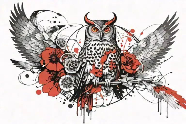 ancient greek goddess athena with an owl tattoo design idea