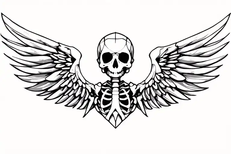 skeleton bone wings  tattoo design idea