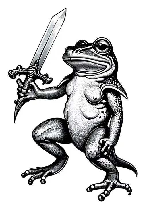 Frog holding Sword tattoo design idea