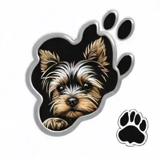 Yorkie dog paw with inside yorkie photo representes tattoo design idea